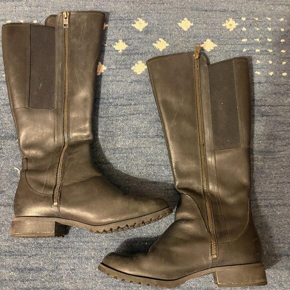 Timberland Black Leather Boots Size 9 - Picture 1 of 9